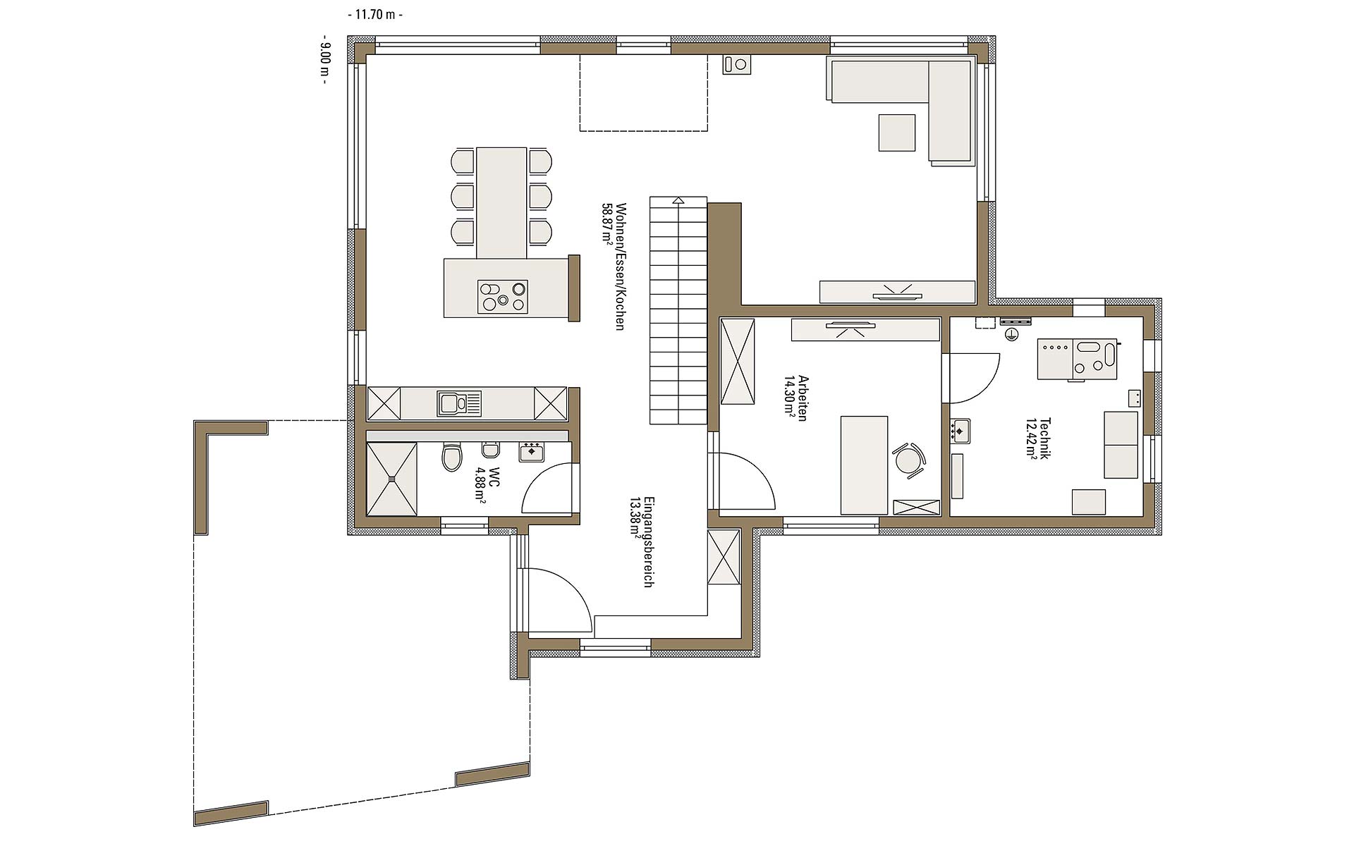 Erdgeschoss Balance Poing von Fertighaus WEISS GmbH