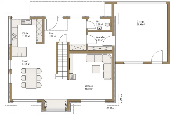 Fertighaus WEISS - Musterhaus Life Oberrot Erdgeschoss