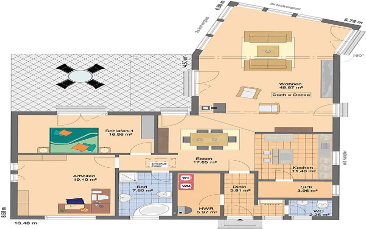 FingerHaus - Musterhaus Bungalow mit Glasfront Erdgeschoss