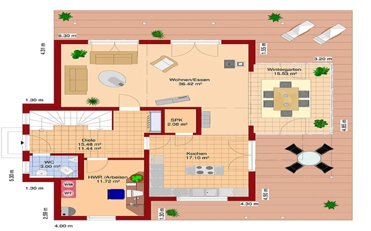 FingerHaus - Musterhaus Mediterrane Stadtvilla II Erdgeschoss