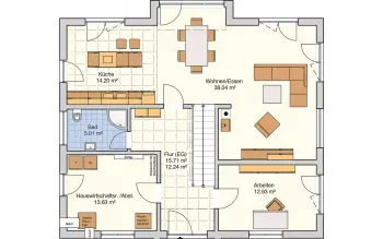 Grundriss Familienhaus Erlangen (Musterhaus) von Fingerhut Haus