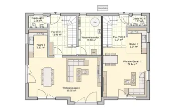 Grundriss Familienhaus Junto 211 von Fingerhut Haus