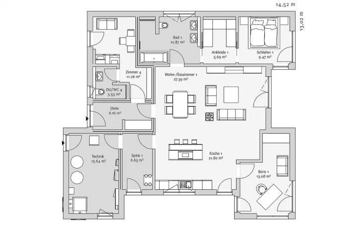 FischerHaus - Musterhaus 3-Familienhaus 241 Erdgeschoss