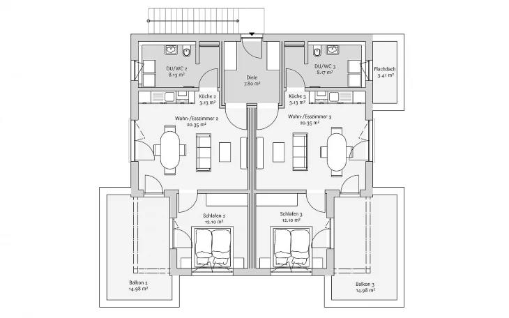 FischerHaus - Musterhaus 3-Familienhaus 241 Obergeschoss