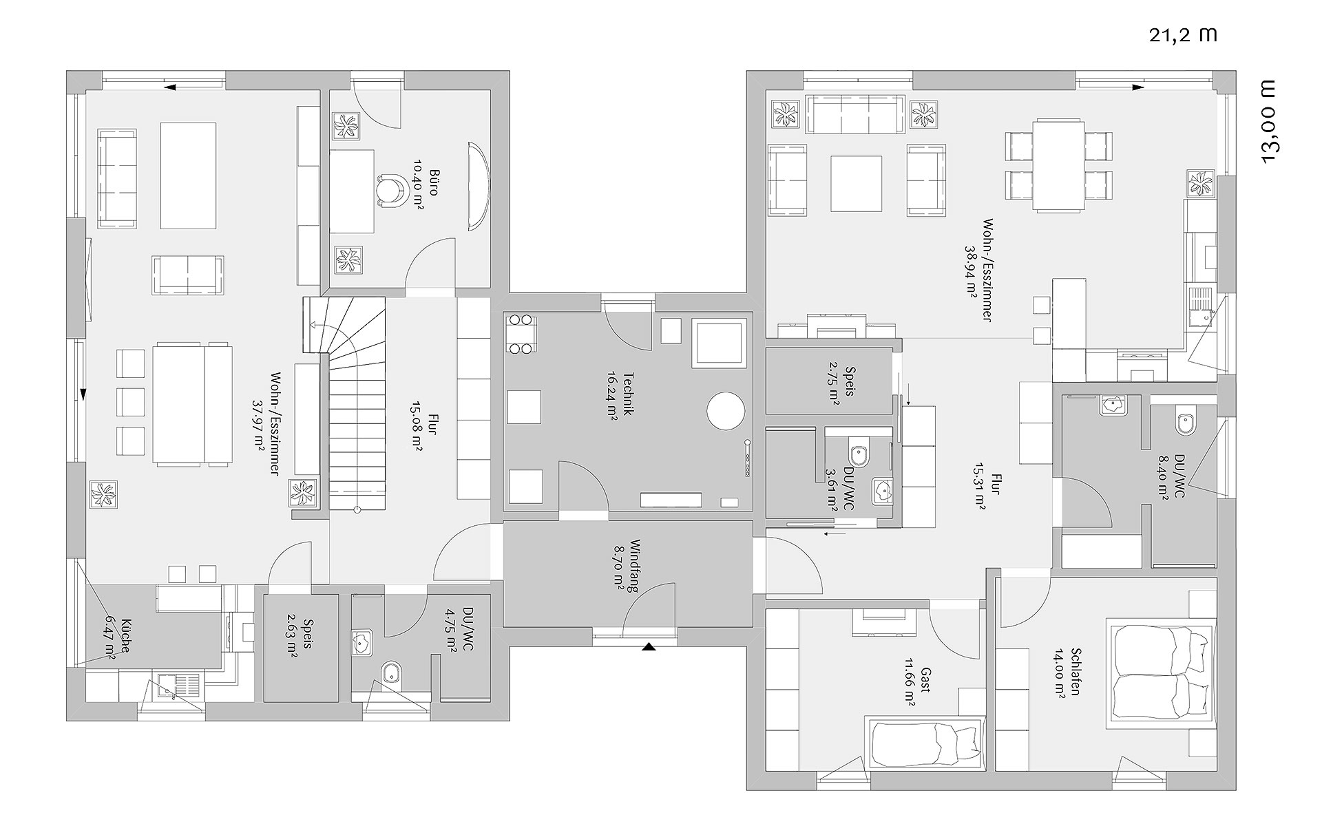 Erdgeschoss Modern 263 von FischerHaus GmbH & Co. KG