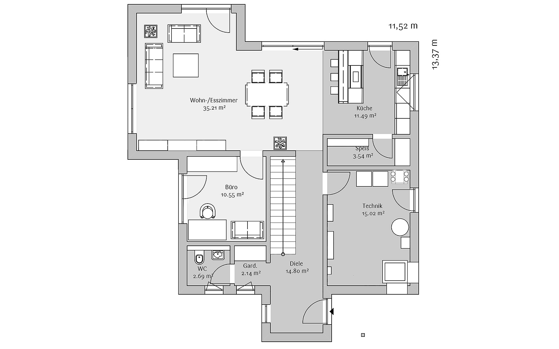 Erdgeschoss Modern 168 von FischerHaus GmbH & Co. KG