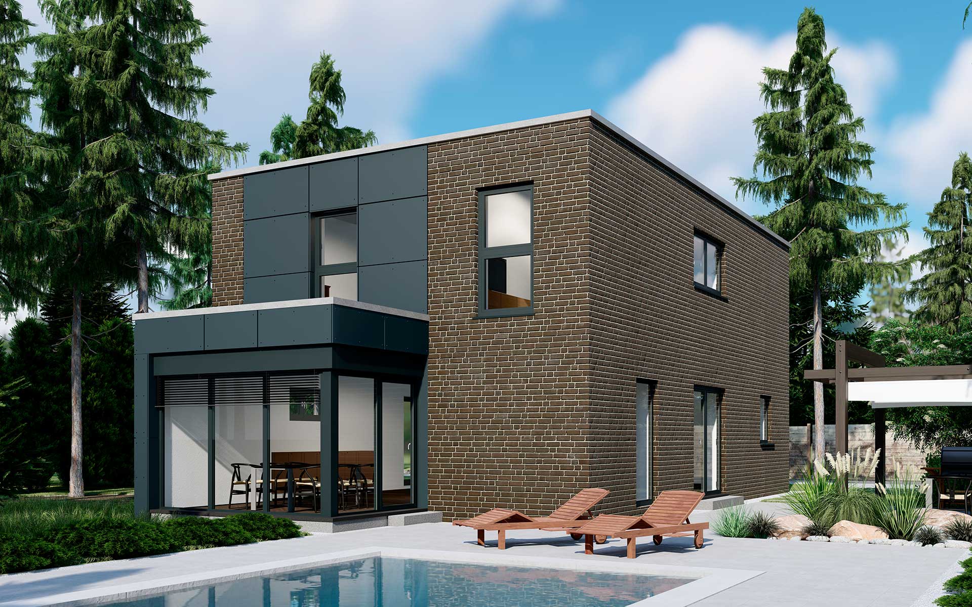 Einfamilienhaus FertighausKubushaus im modernen Stil