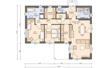 Grundriss Bungalow Haas BT 111 B von Haas Haus
