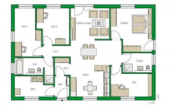 Grundriss Bungalow Kolding-Variante von HELMA