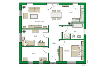 Grundriss Bungalow Lille von HELMA