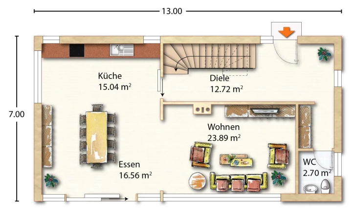 Holzhaus Rosskopf - Musterhaus Blankenhorn 143  Erdgeschoss