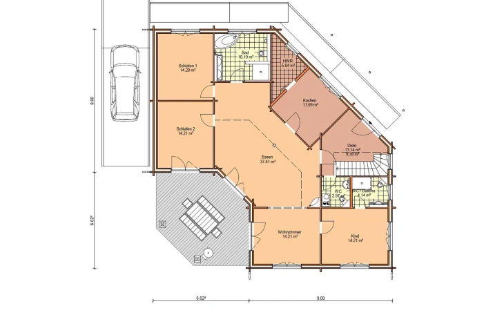 Holzhaus Rosskopf - Musterhaus Echach 137 Erdgeschoss