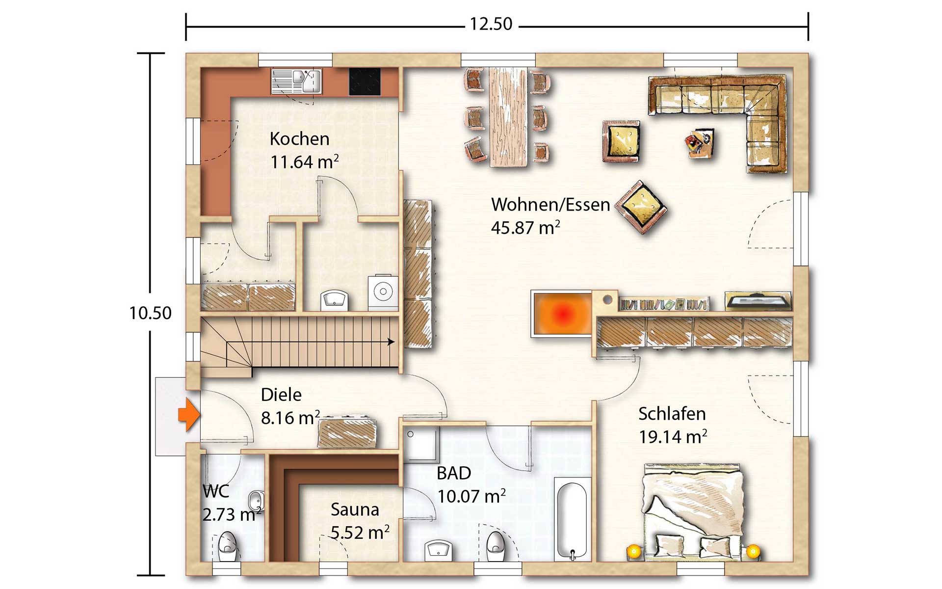 Erdgeschoss Heike 204 von Holzhaus Rosskopf