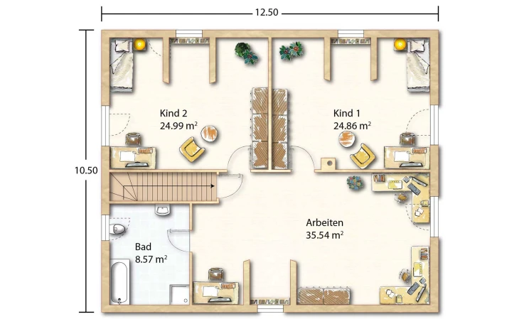 Holzhaus Rosskopf - Musterhaus Heike 204 Dachgeschoss