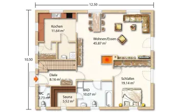 Grundriss Schwedenhaus Heike 204 von Holzhaus Rosskopf