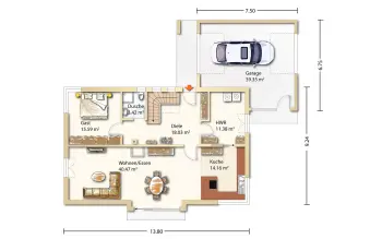 Grundriss Familienhaus Rosenweg 202 von Holzhaus Rosskopf