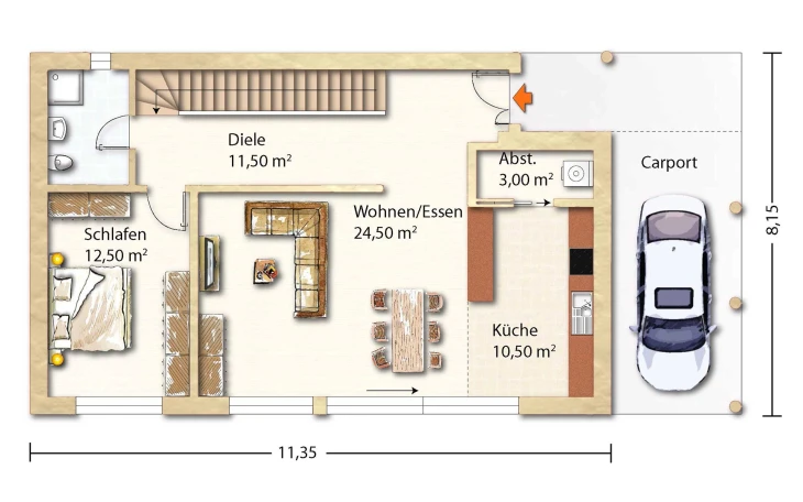 Holzhaus Rosskopf - Musterhaus Tessin 156 Erdgeschoss