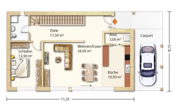 Grundriss Kubushaus Tessin 156 von Holzhaus Rosskopf