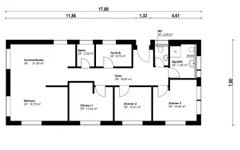 Grundriss Bungalow Homestory 381 von Lehner-Haus