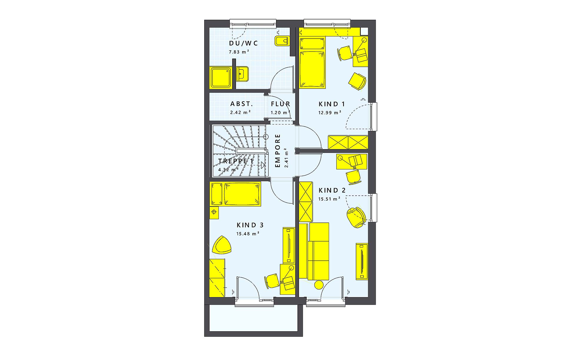 Obergeschoss SOLUTION 124 XL V4 von Living Fertighaus GmbH