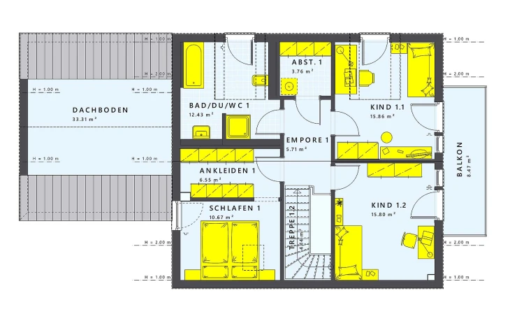 Living Haus - Musterhaus SOLUTION 183 V2 Dachgeschoss
