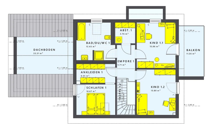 Living Haus - Musterhaus SOLUTION 183 V4 Dachgeschoss
