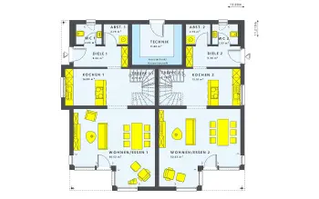 Grundriss Kubushaus SOLUTION 242 V7 von Living Haus
