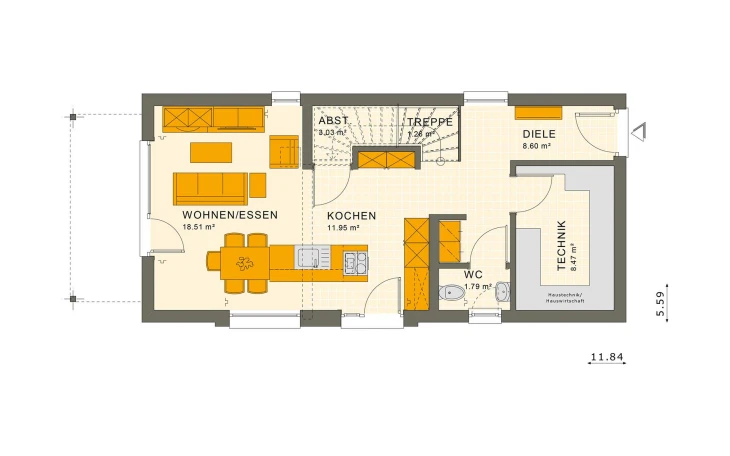 Living Haus - Musterhaus SUNSHINE 107 V2 Erdgeschoss