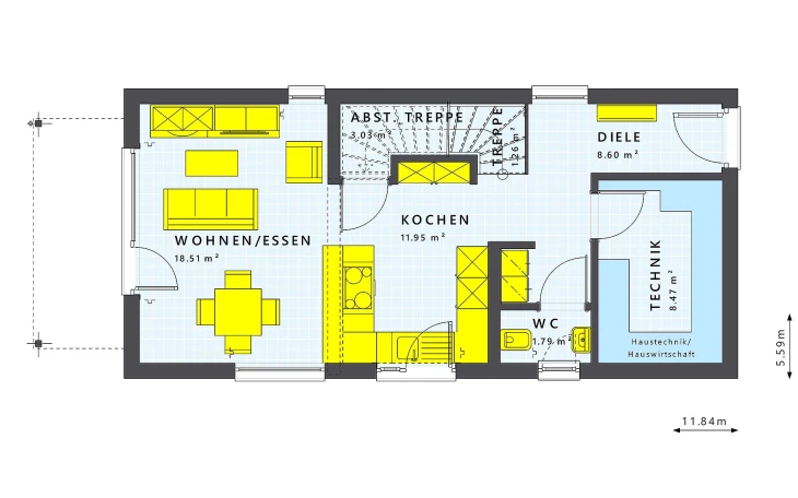 Living Haus - Musterhaus SUNSHINE 107 V2 Erdgeschoss