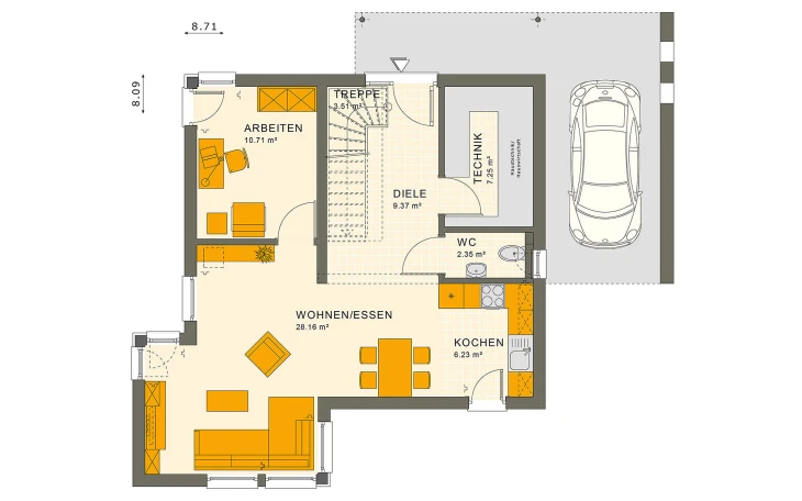 Living Haus - Musterhaus SUNSHINE 113 V7 Erdgeschoss