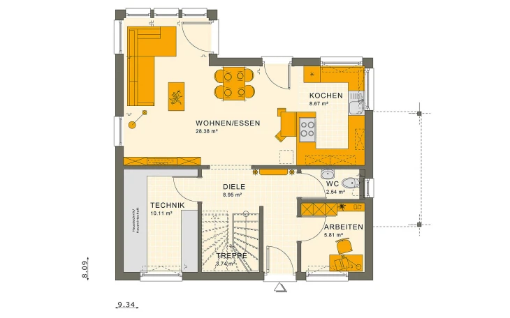 Living Haus - Musterhaus SUNSHINE 125 V2 Erdgeschoss