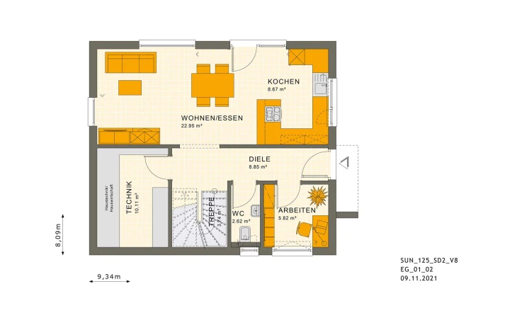 Living Haus - Musterhaus SUNSHINE 125 V8 Erdgeschoss