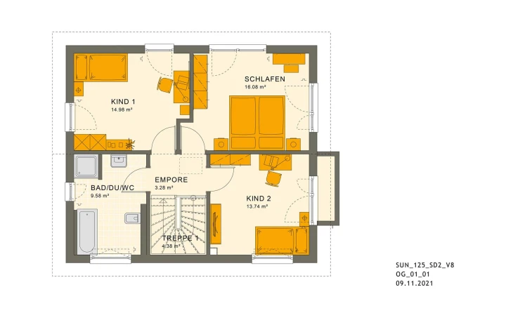 Living Haus - Musterhaus SUNSHINE 125 V8 Obergeschoss
