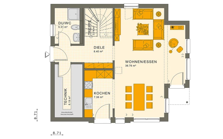 Living Haus - Musterhaus SUNSHINE 126 V5 Erdgeschoss