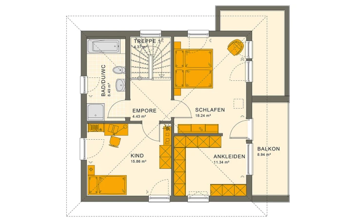 Living Haus - Musterhaus SUNSHINE 126 V7 Obergeschoss