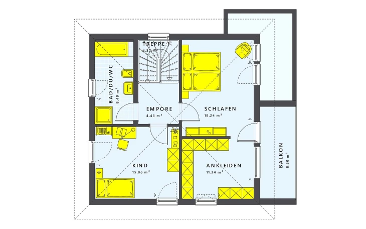 Living Haus - Musterhaus SUNSHINE 126 V7 Obergeschoss