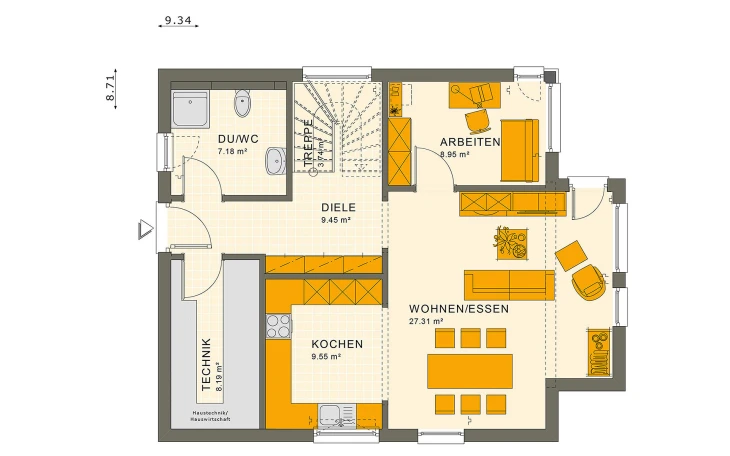 Living Haus - Musterhaus SUNSHINE 136 V7 Erdgeschoss