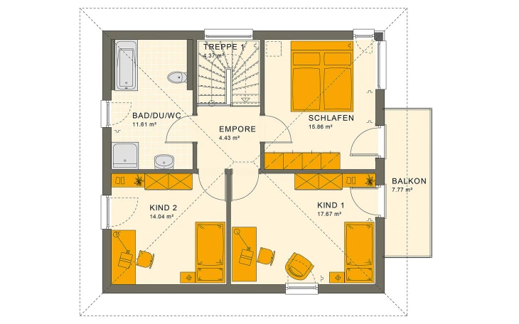 Living Haus - Musterhaus SUNSHINE 136 V7 Obergeschoss