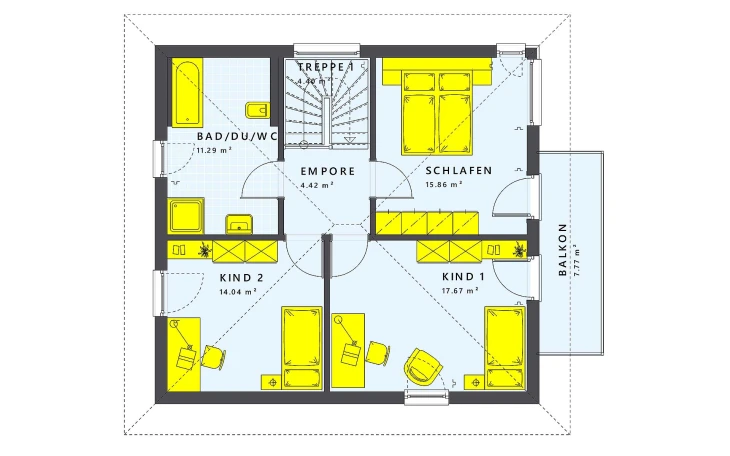 Living Haus - Musterhaus SUNSHINE 136 V7 Obergeschoss