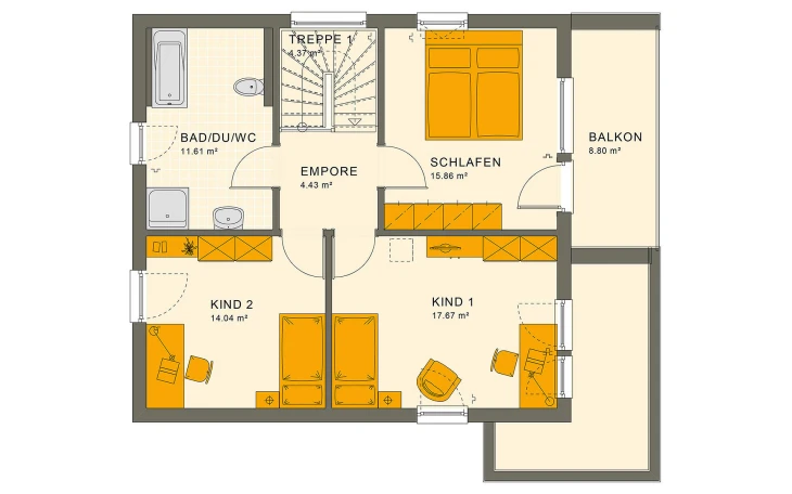 Living Haus - Musterhaus SUNSHINE 136 V8 Obergeschoss