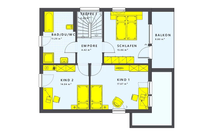 Living Haus - Musterhaus SUNSHINE 136 V8 Obergeschoss