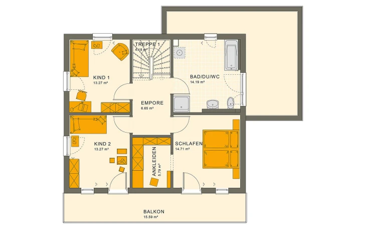 Living Haus - Musterhaus SUNSHINE 143 V7 Obergeschoss