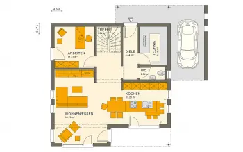 Grundriss Kubushaus SUNSHINE 143 V7 von Living Haus