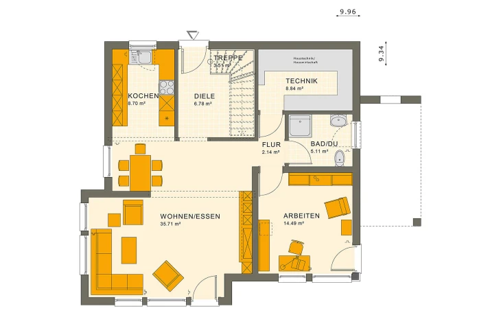 Living Haus - Musterhaus SUNSHINE 151 V7 Erdgeschoss