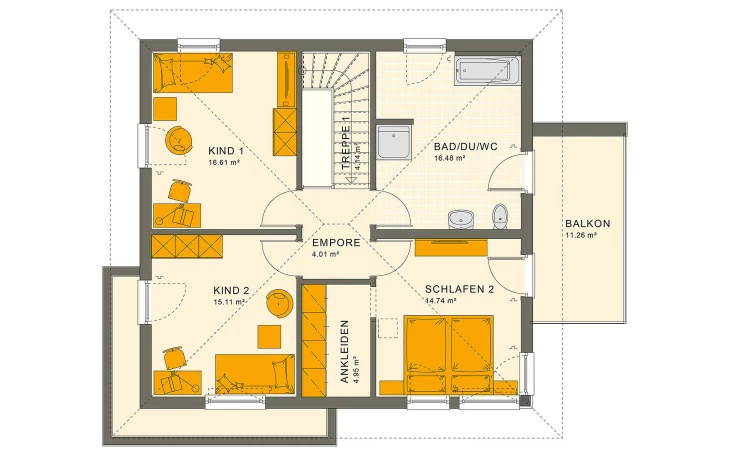 Living Haus - Musterhaus SUNSHINE 151 V7 Obergeschoss