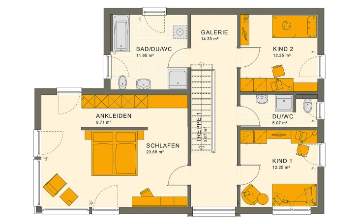 Living Haus - Musterhaus SUNSHINE 154 V7 Obergeschoss