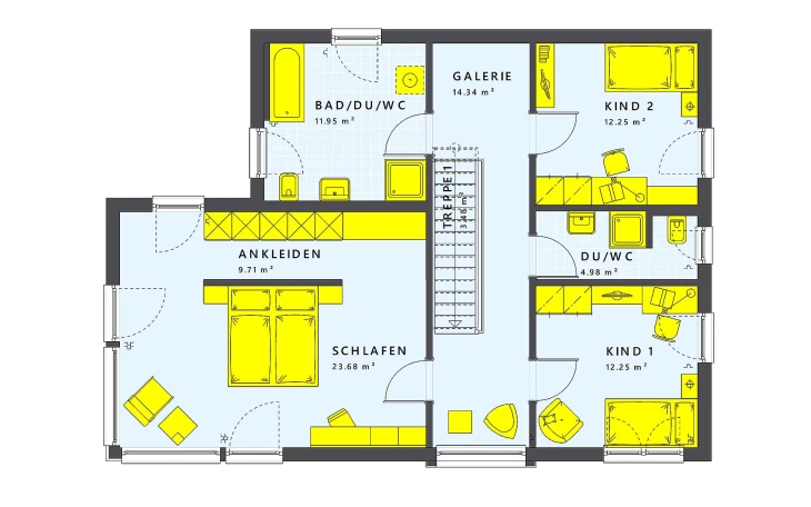 Living Haus - Musterhaus SUNSHINE 154 V7 Obergeschoss