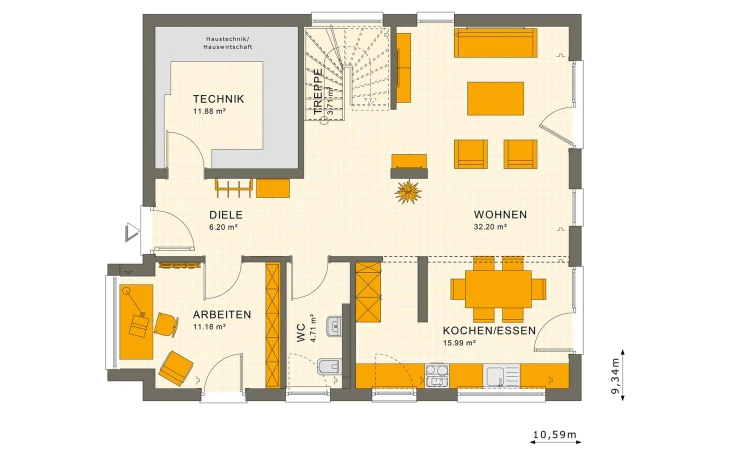 Living Haus - Musterhaus SUNSHINE 164 V2 Erdgeschoss