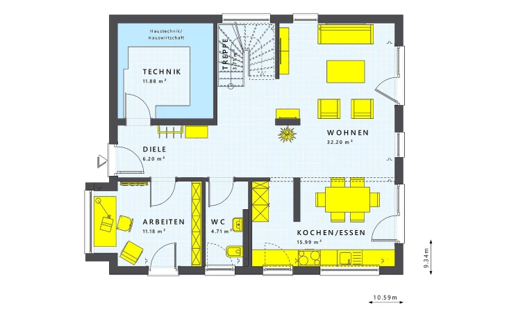 Living Haus - Musterhaus SUNSHINE 164 V2 Erdgeschoss
