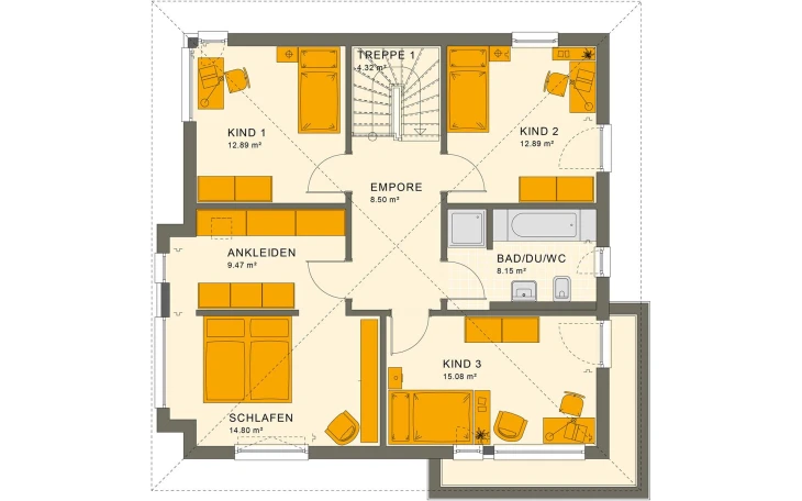 Living Haus - Musterhaus SUNSHINE 167 V6 Obergeschoss